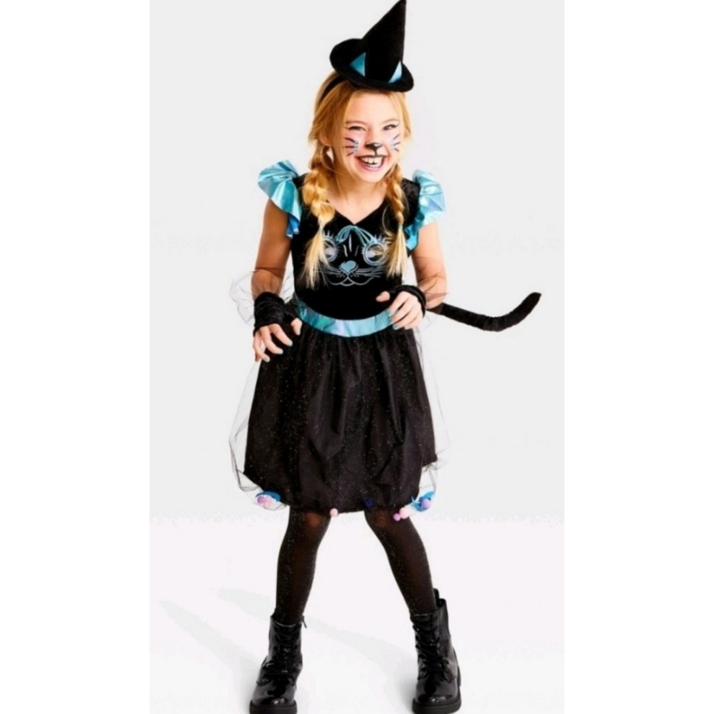 Hyde and Eek Boutique Cat Witch Costume Black & Blue Size 4-5T  NEW